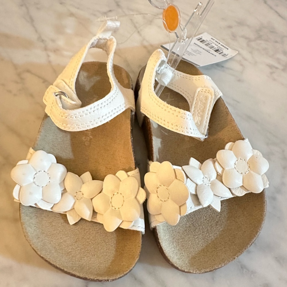 Carter's White Floral Strap Toddler Sandals